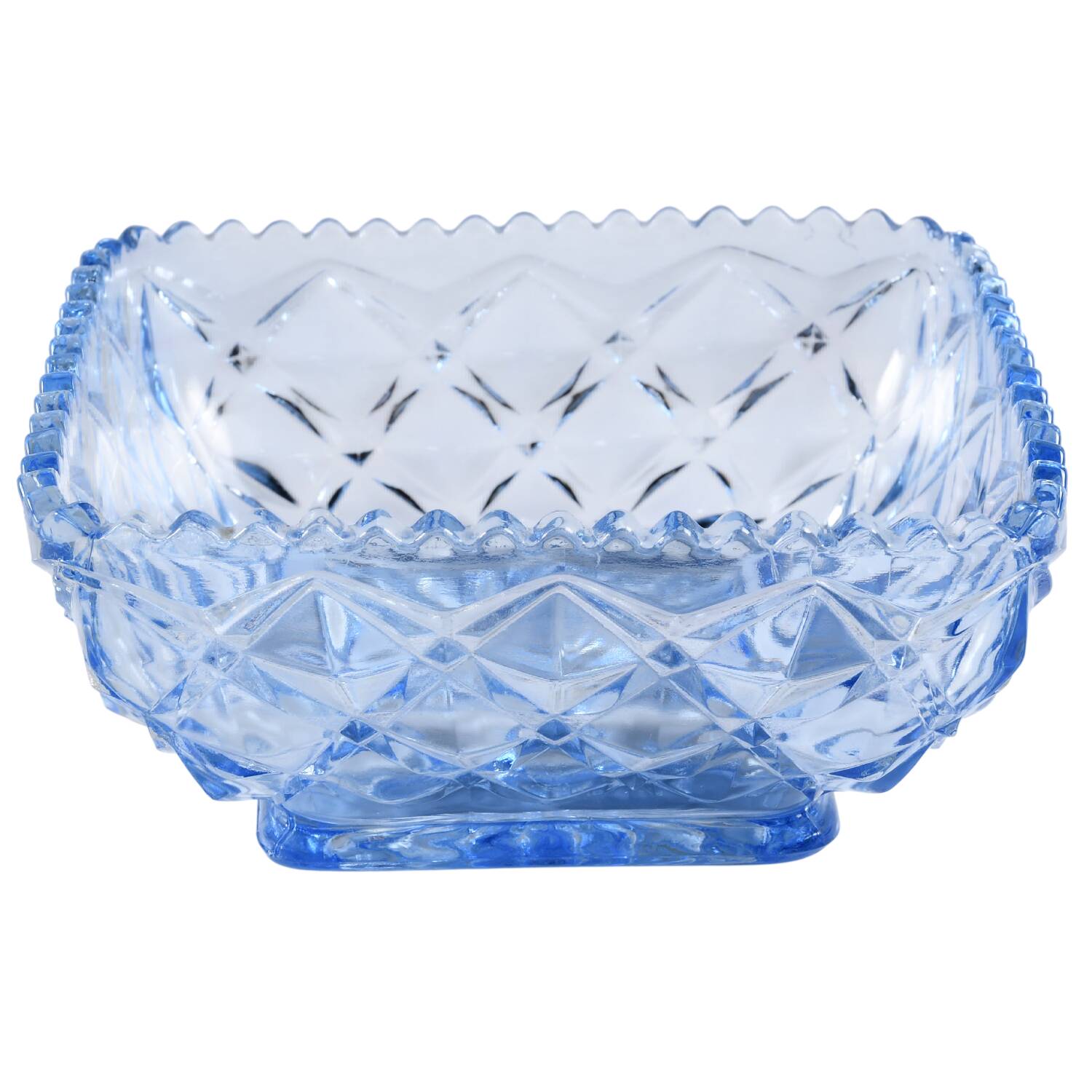 Diamond Block Blue Square Bowl 5" by Imperial Glass-Ohio-1