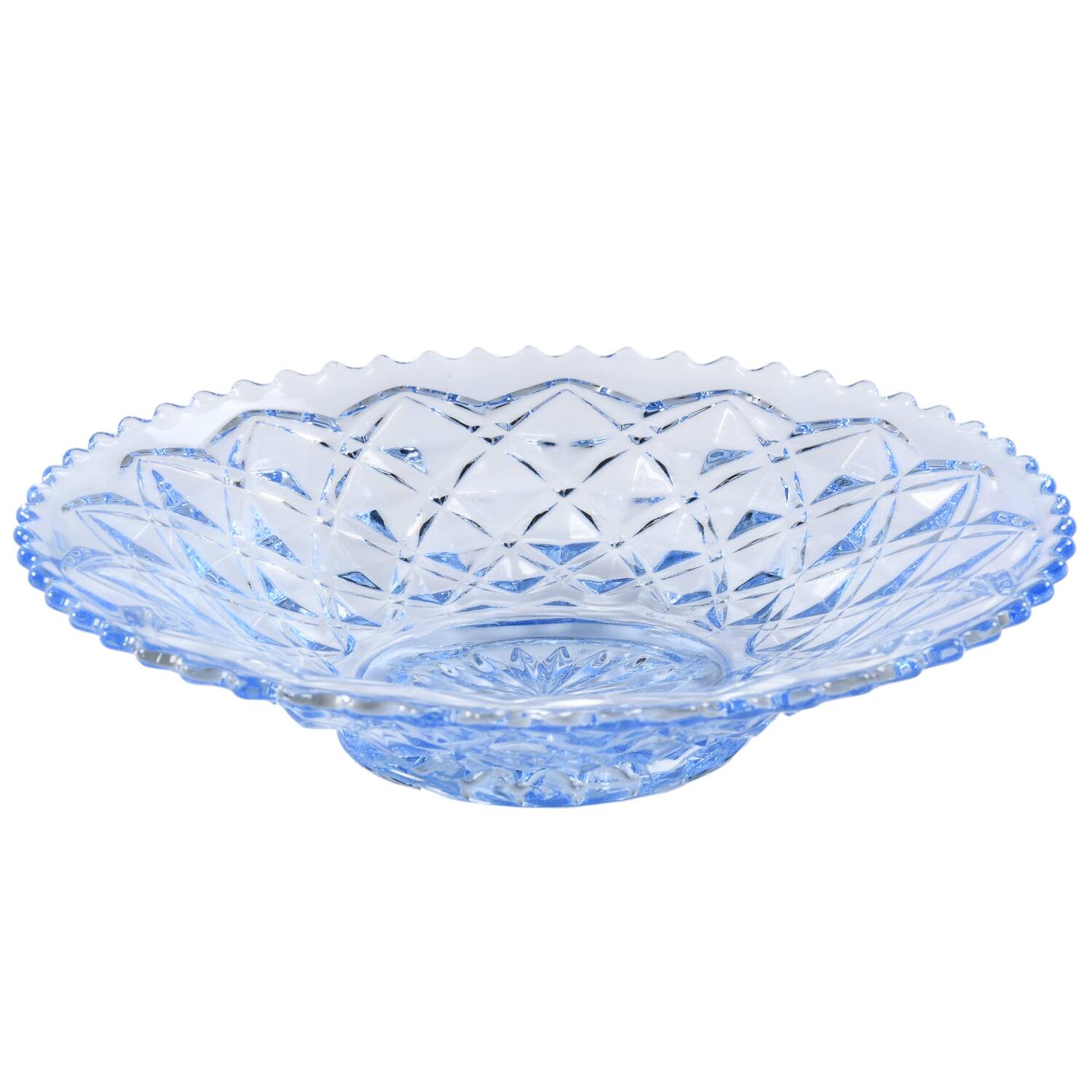 Diamond Block Blue 7" Round Bowl by Imperial Glass-Ohio-1