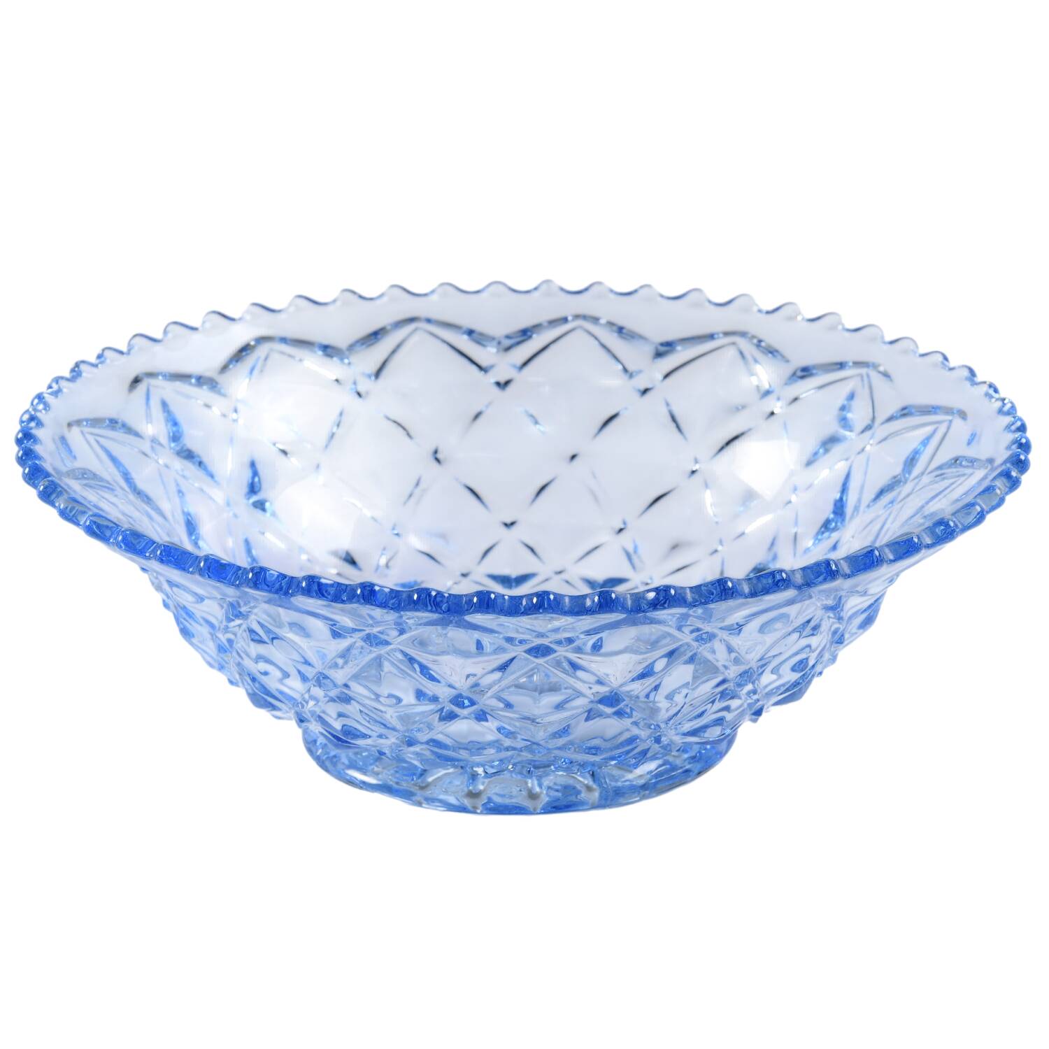 Diamond Block Blue 6" Round Bowl by Imperial Glass-Ohio-1