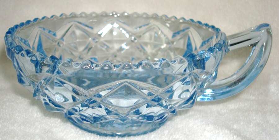 Diamond Block Blue Open Flat Handled Jam/Jelly by Imperial Glass-Ohio-1