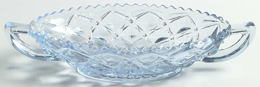 Diamond Block Blue Handled Pickle Dish by Imperial Glass-Ohio-1