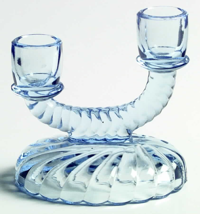 Newbound Blue Double Light Candlestick by Imperial Glass-Ohio-1