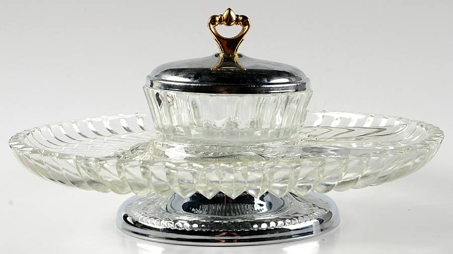Lotus Blossom Clear (4 Piece) Lazy Susan by Indiana Glass-1