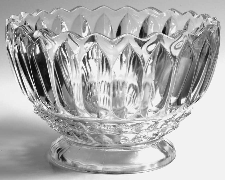 Lotus Blossom Clear 8" Footed Cupped Bowl by Indiana Glass-1