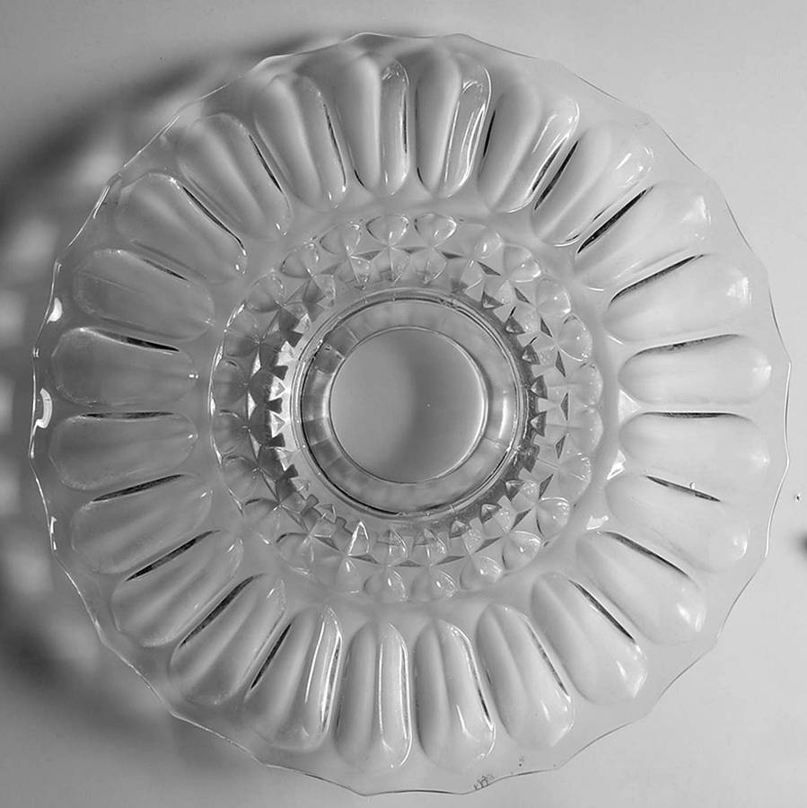 Lotus Blossom Clear Footed Cake Plate by Indiana Glass-1