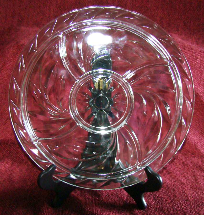 Willow Clear 13" Round 5 Part Relish by Indiana Glass-1