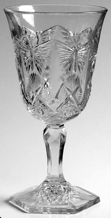 Jeweled Butterflies Water Goblet by Indiana Glass-1