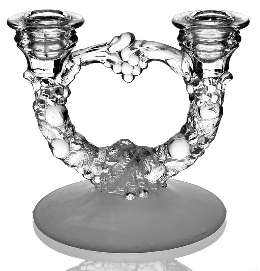 Garland Frosted Double Light Candlestick by Indiana Glass-1