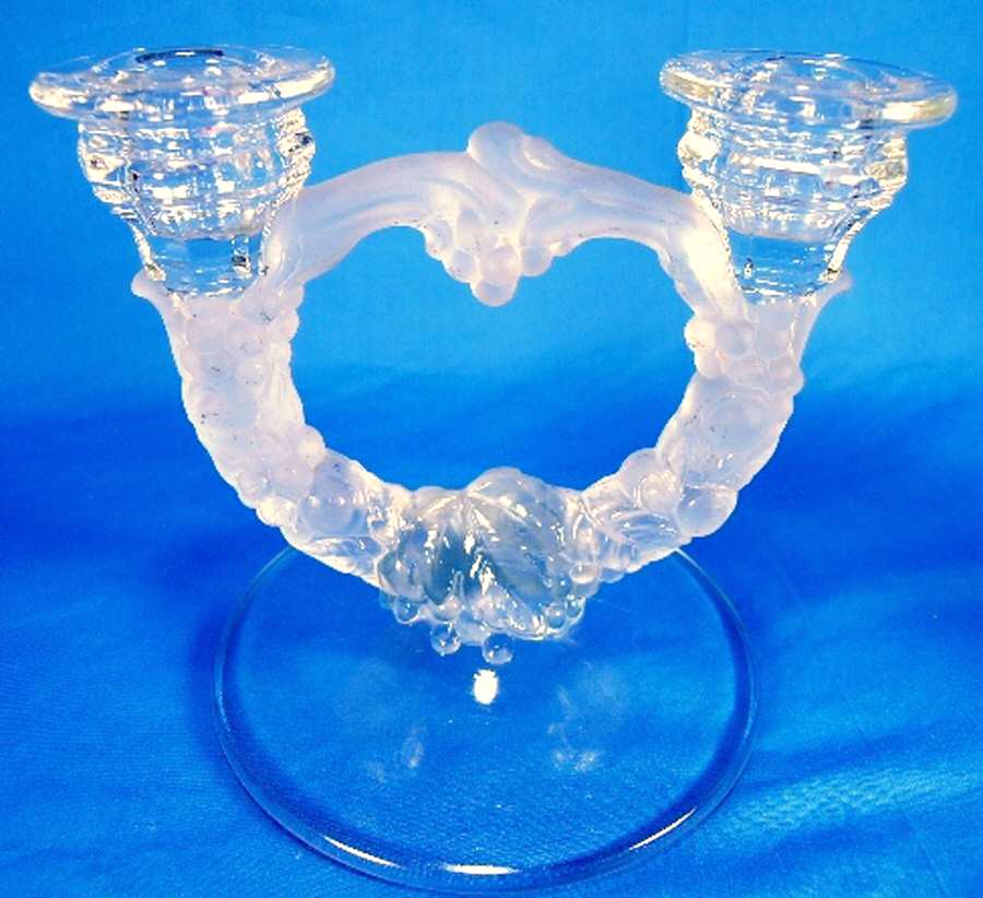 Garland Frosted Double Light Candlestick by Indiana Glass-1