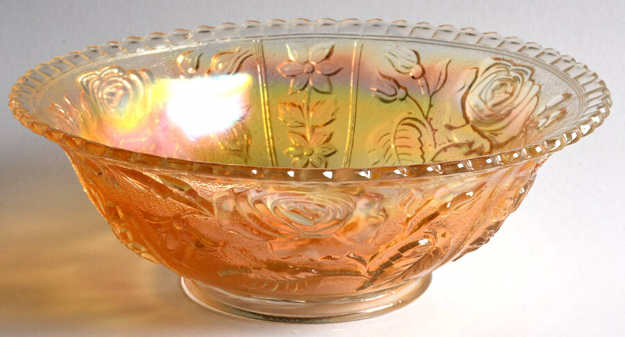 Open Rose Marigold 8" Round Bowl by Imperial Glass-Ohio-1