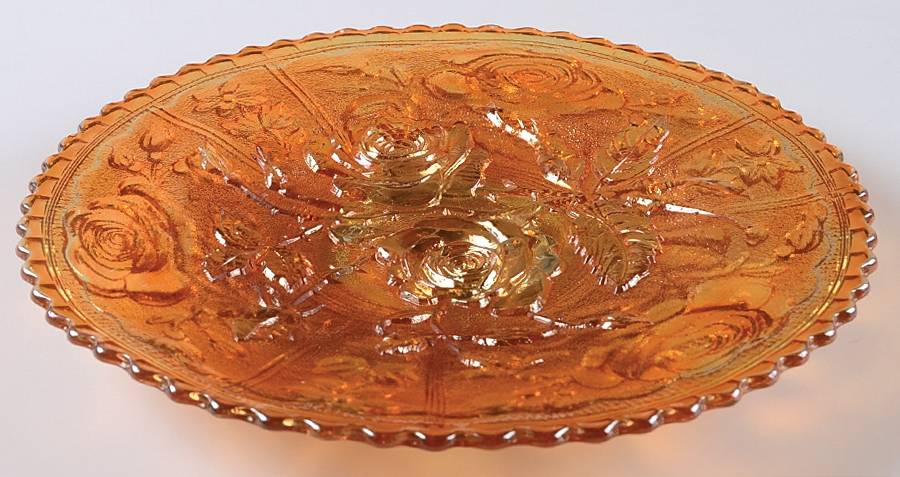 Open Rose Marigold 9" Decorative Plate by Imperial Glass-Ohio-1