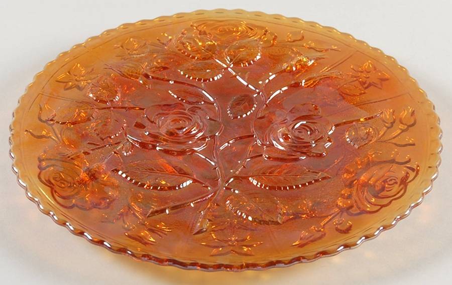 Open Rose Marigold 10" Decorative Plate by Imperial Glass-Ohio-1