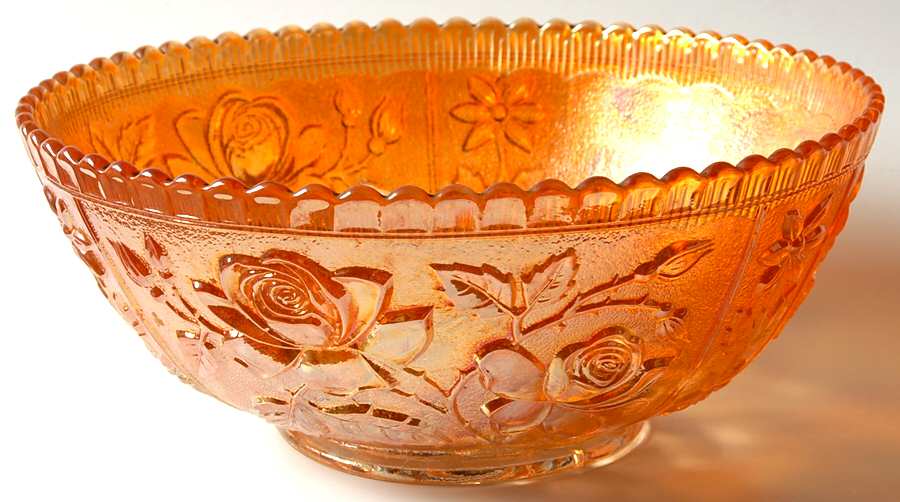 Open Rose Marigold 9" Large Fruit Bowl by Imperial Glass-Ohio-1