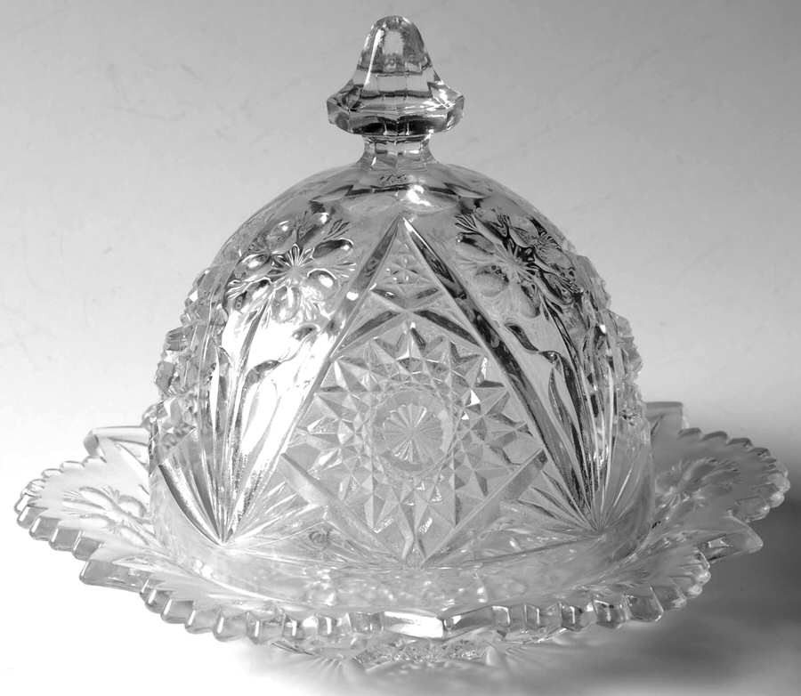 Cosmos Clear Round Covered Butter by Imperial Glass-Ohio-1