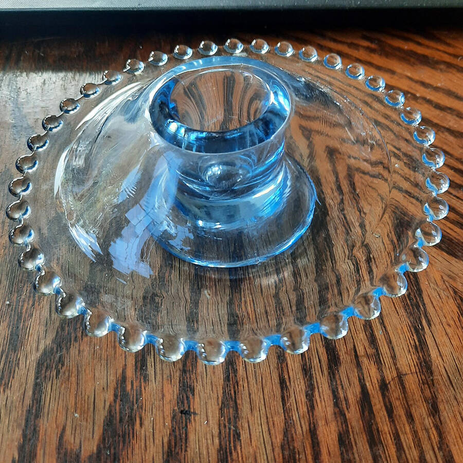 Candlewick Viennese Blue Mushroom Candlestick by Imperial Glass-Ohio-1