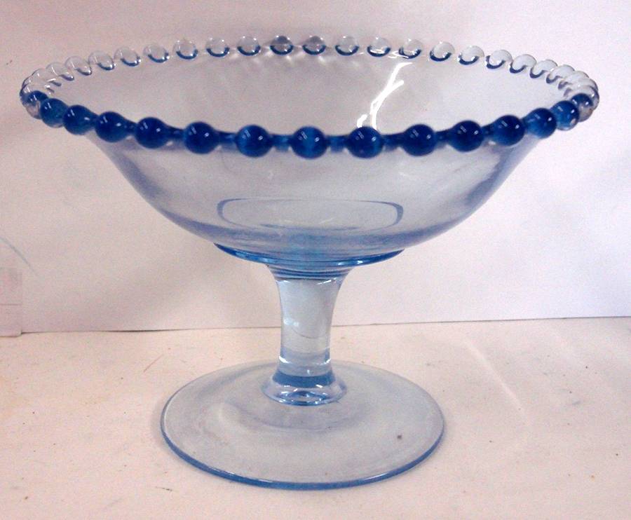 Candlewick Viennese Blue Round Compote (Height X Width) by Imperial Glass-Ohio-1