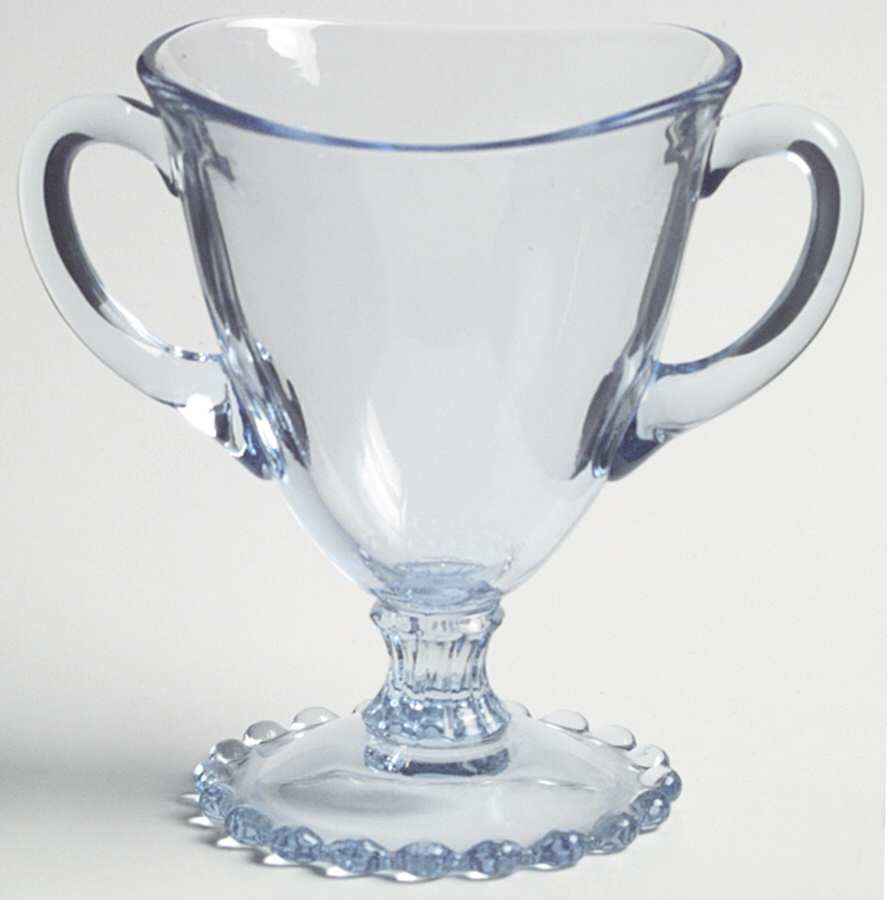 Candlewick Viennese Blue Beaded-Base Open Sugar by Imperial Glass-Ohio-1