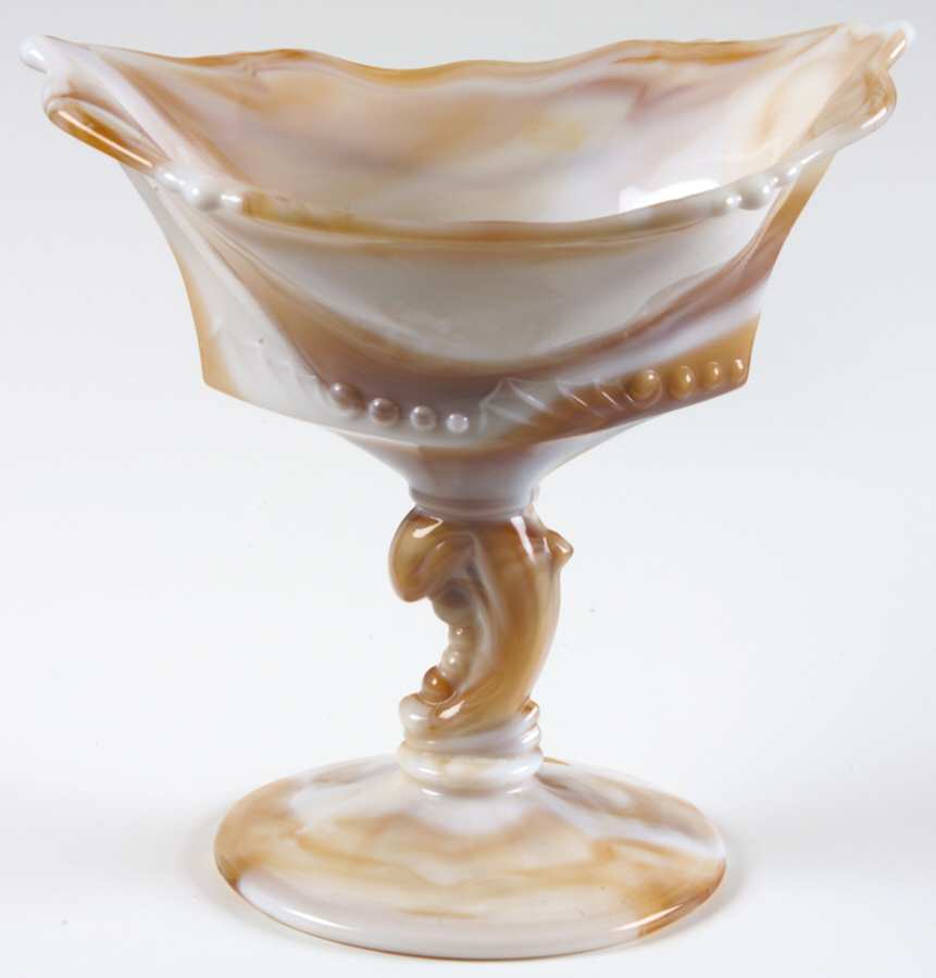 Waverly Carmel Slag Footed Open Jam/Jelly by Imperial Glass-Ohio-1