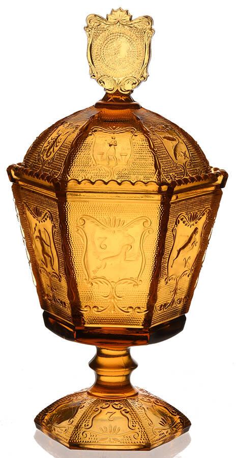 Zodiac Amber (Amberglo) Candy Dish & Lid by Imperial Glass-Ohio-1