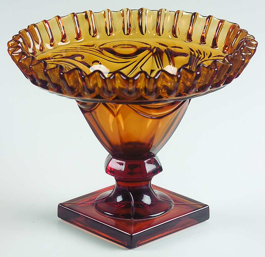 Ipswich Amber Round Compote (Height X Width) by Imperial Glass-Ohio-1