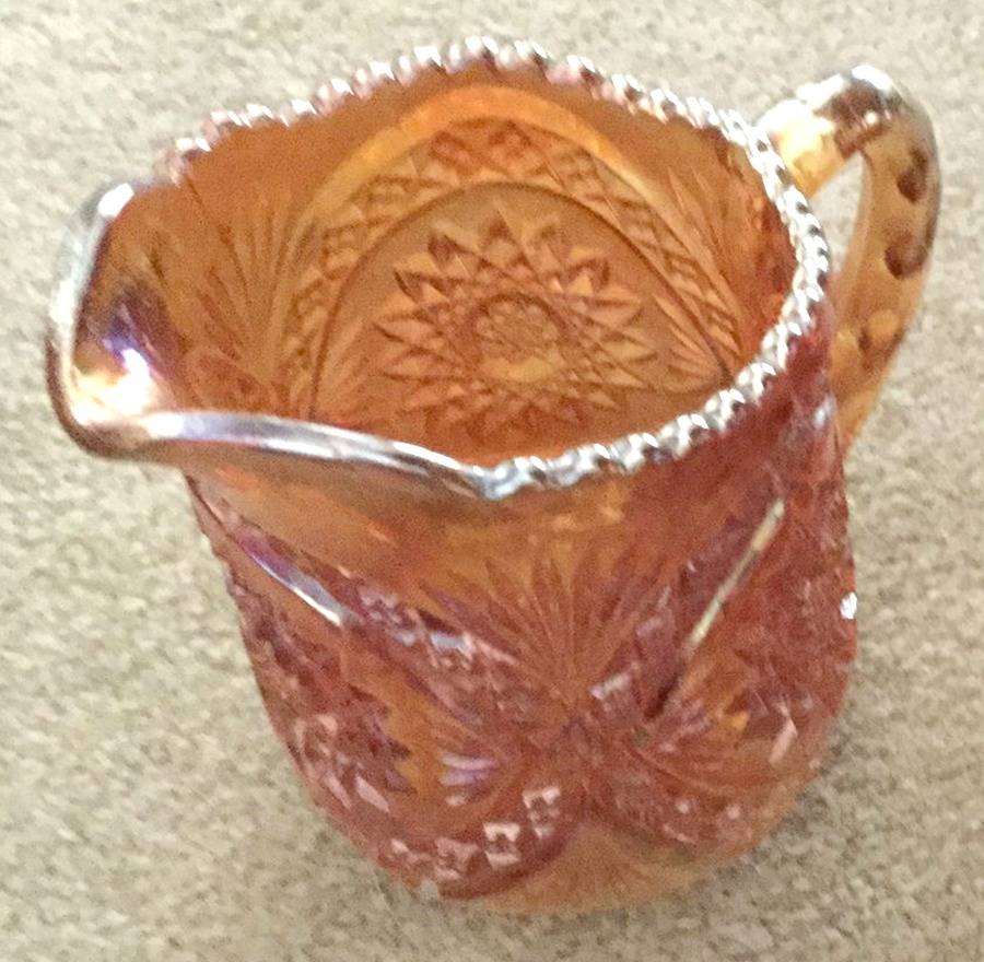 Hobstar Marigold Creamer by Imperial Glass-Ohio-1