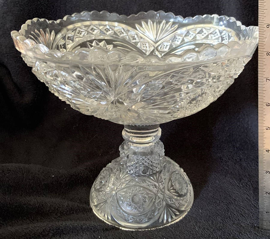 Hobstar Clear 9" Open Compote by Imperial Glass-Ohio-1