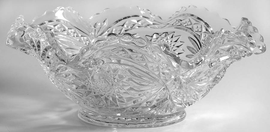 Hobstar Clear 8" Round Crimped Bowl by Imperial Glass-Ohio-1