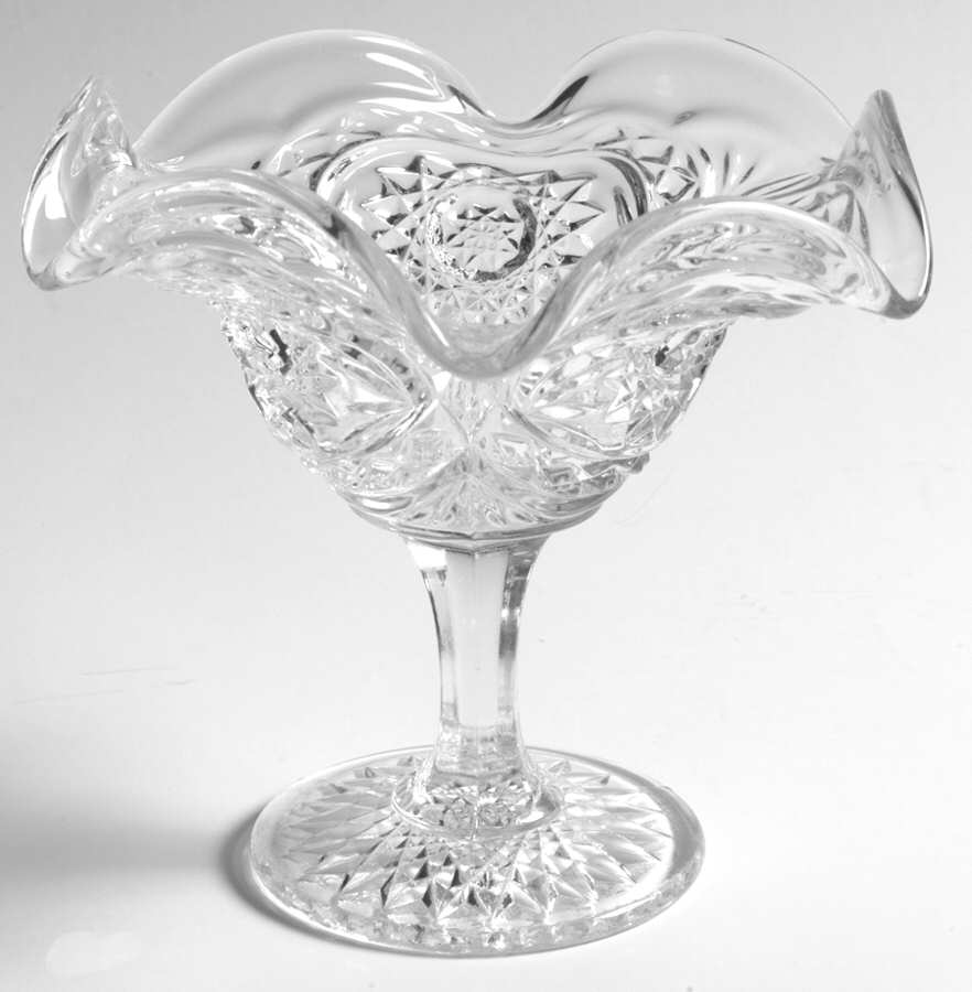 Hobstar Clear 4" Height Open Compote by Imperial Glass-Ohio-1