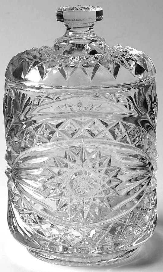 Hobstar Clear Candy Jar & Lid by Imperial Glass-Ohio-1