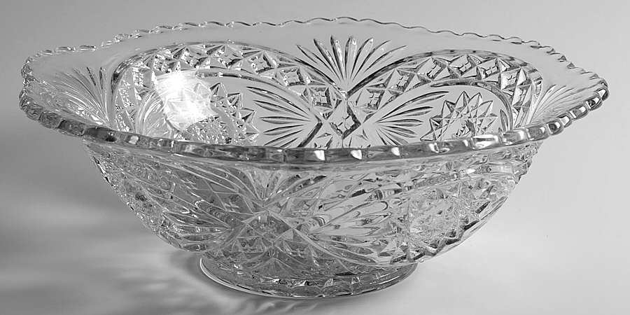 Hobstar Clear 11" Flared Bowl by Imperial Glass-Ohio-1