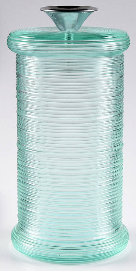 Spun Turquoise 8" Storage Jar & Lid by Imperial Glass-Ohio-1