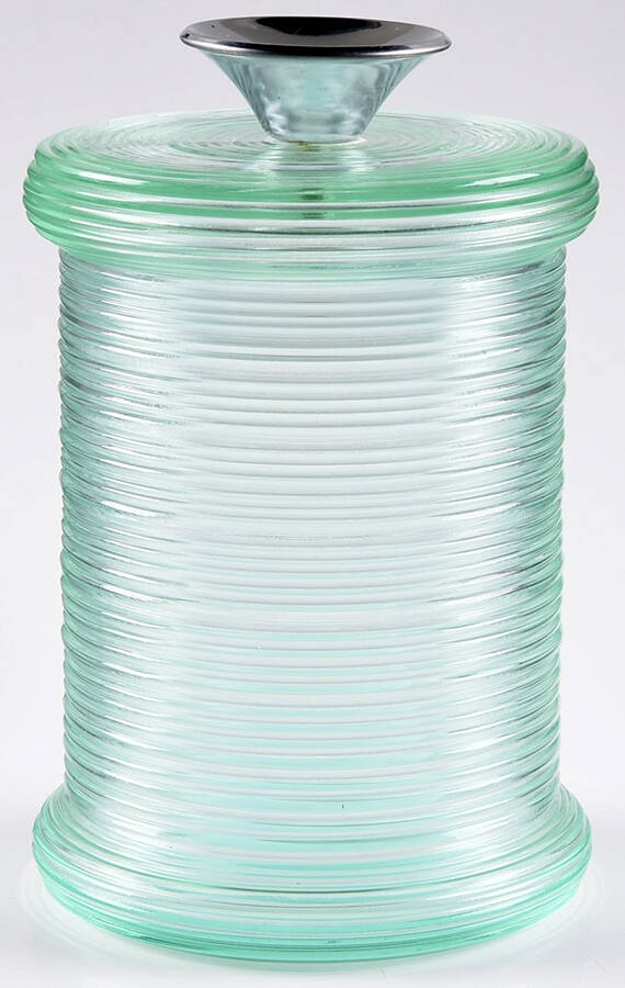 Spun Turquoise 6" Storage Jar & Lid by Imperial Glass-Ohio-1