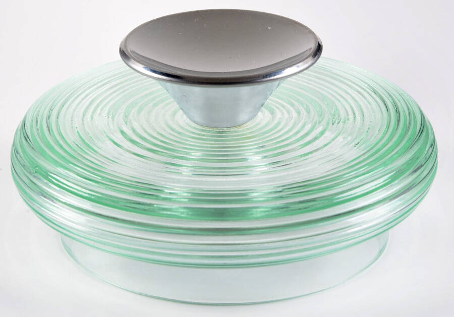 Spun Turquoise Lid for 5" Storage Jar by Imperial Glass-Ohio-1