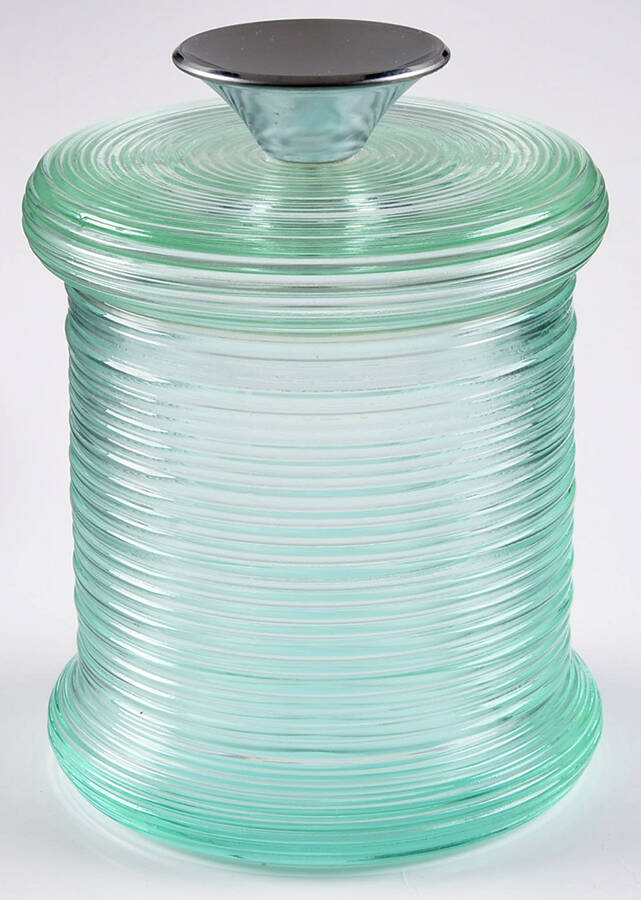 Spun Turquoise 5" Storage Jar & Lid by Imperial Glass-Ohio-1