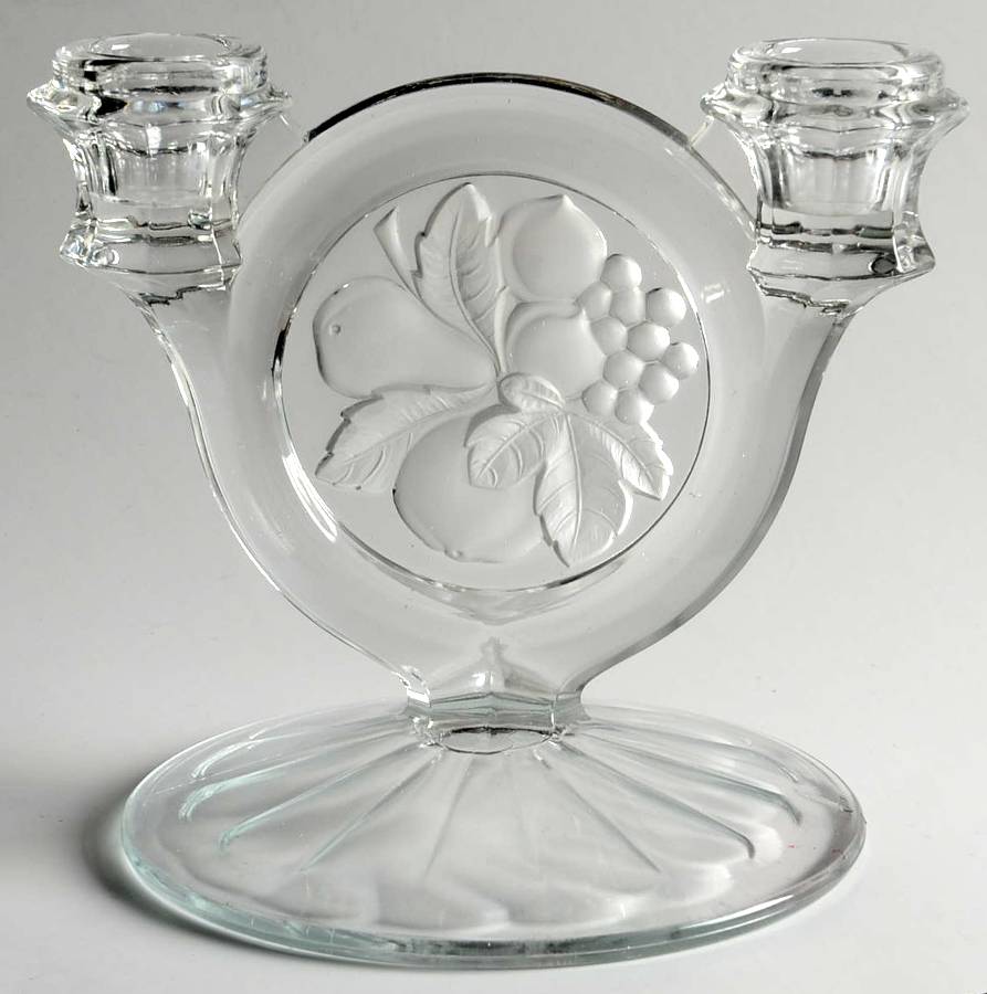Constellation Grape Frosted Double Light Candlestick by Indiana Glass-1