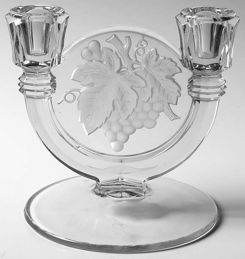Constellation Grape Frosted Double Light Candlestick by Indiana Glass-1