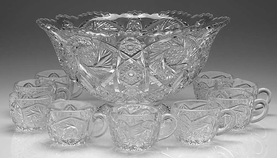 Whirling Star Clear (13 Piece) Punch Set (PUNM2 + 12 PCU) by Imperial Glass-Ohio-1