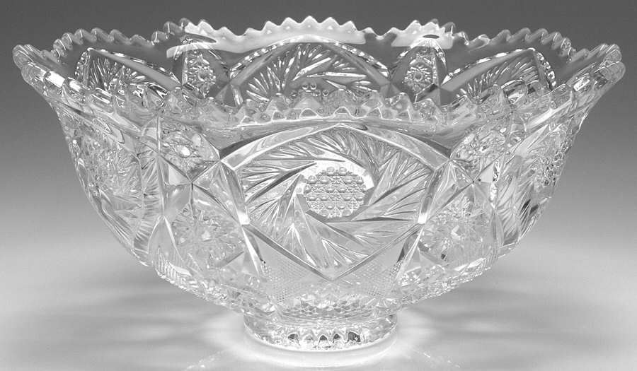 Whirling Star Clear Punch Bowl by Imperial Glass-Ohio-1