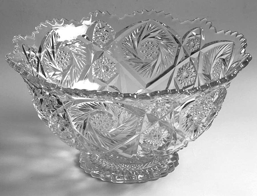 Whirling Star Clear Punch Bowl by Imperial Glass-Ohio-1