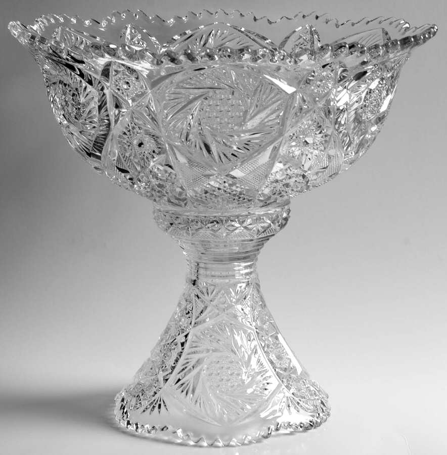 Whirling Star Clear Punch Bowl with Stand by Imperial Glass-Ohio-1