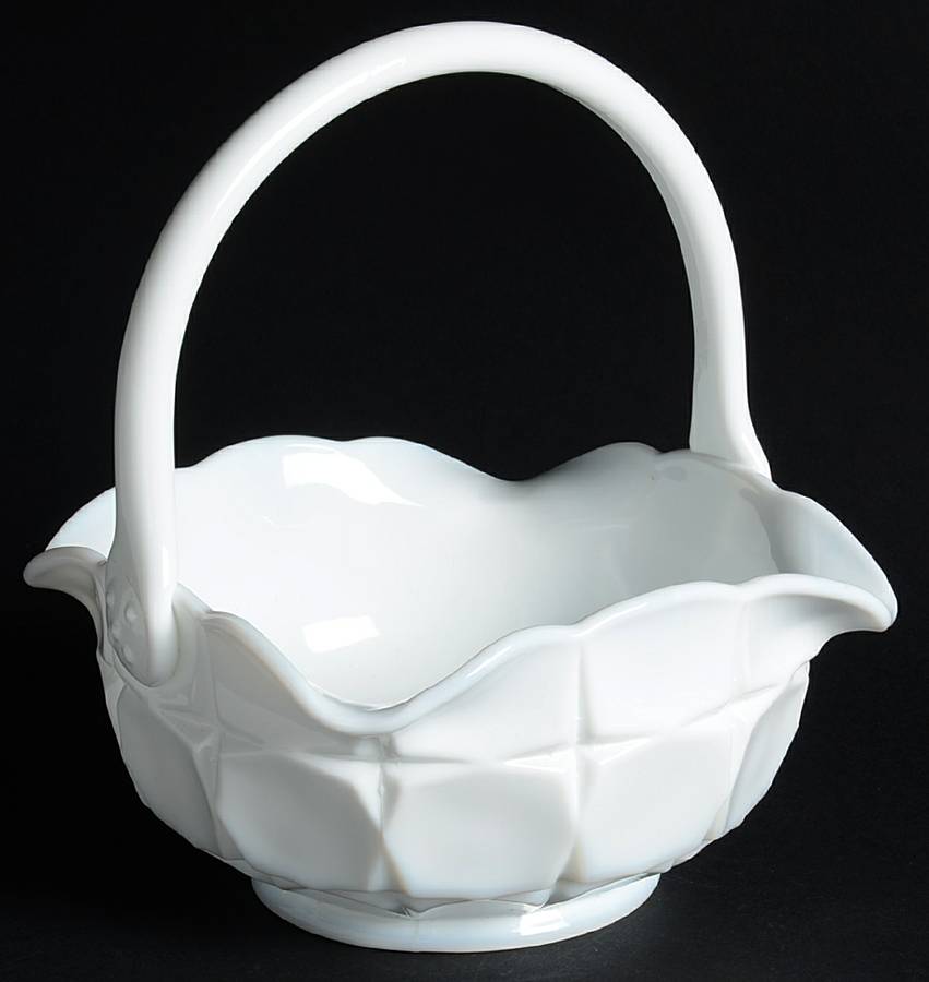 Constellation Milk Glass 7" Basket by Indiana Glass-1