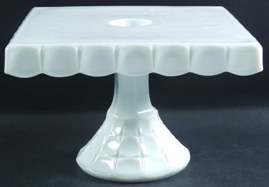 Constellation Milk Glass Square Cake Stand by Indiana Glass-1