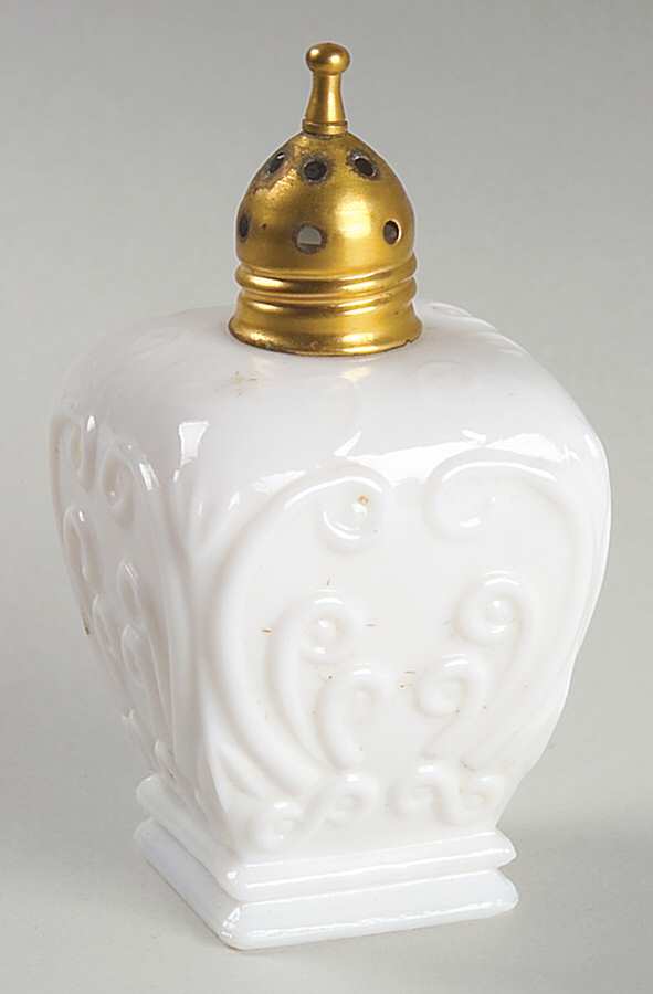 Scroll Milkglass Shaker with Metal Lid by Imperial Glass-Ohio-1