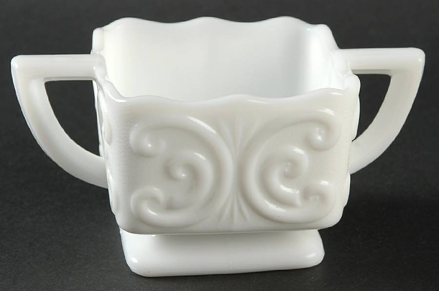 Scroll Milkglass Footed Open Sugar by Imperial Glass-Ohio-1