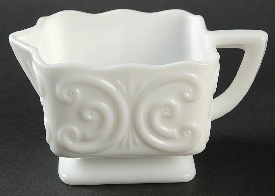 Scroll Milkglass Footed Creamer by Imperial Glass-Ohio-1