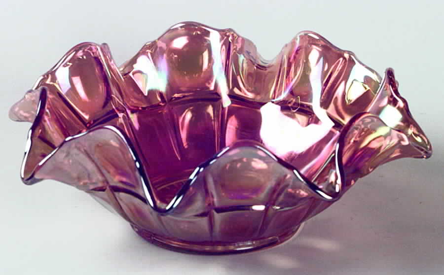 Oval and Round Marigold 9" Round Crimped Bowl by Imperial Glass-Ohio-1