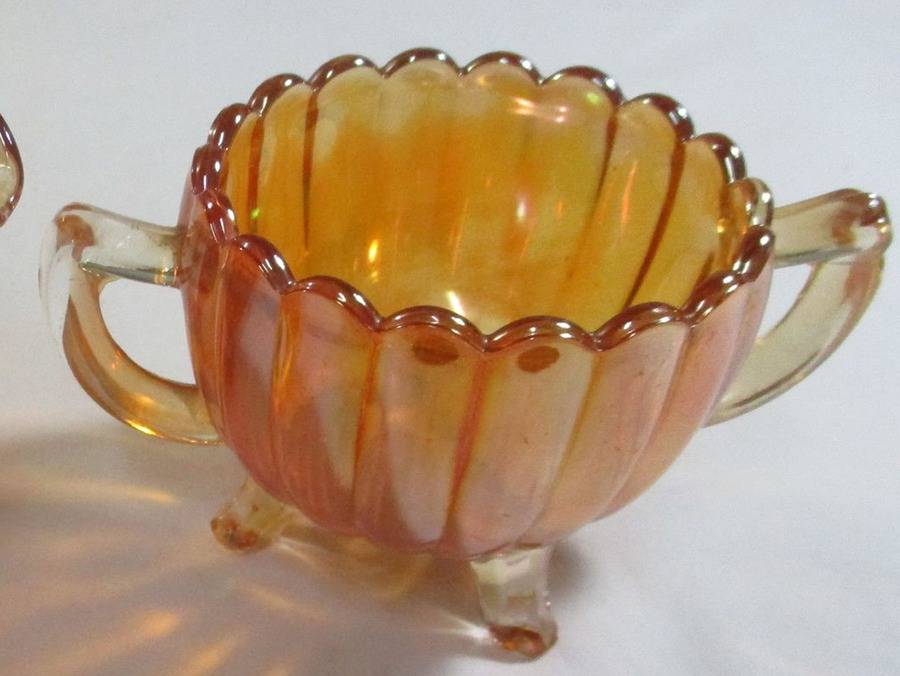 Pillar Flute Marigold Footed Open Sugar by Imperial Glass-Ohio-1