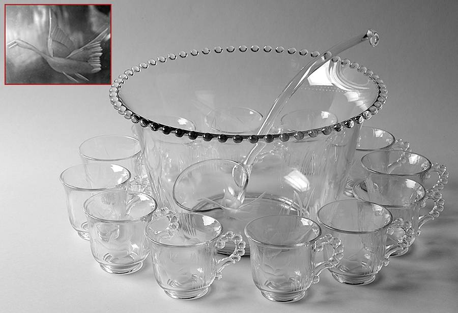 Mallard (14 Pc) Punch Set (Punch Bowl,12 Cups, Ladle) by Imperial Glass-Ohio-1