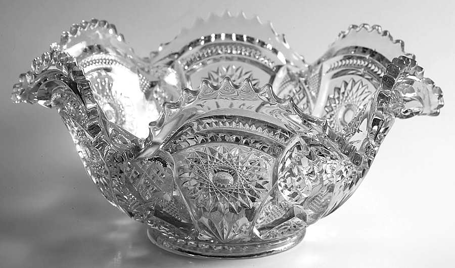Fashion Clear 11" Round Crimped Bowl by Imperial Glass-Ohio-1