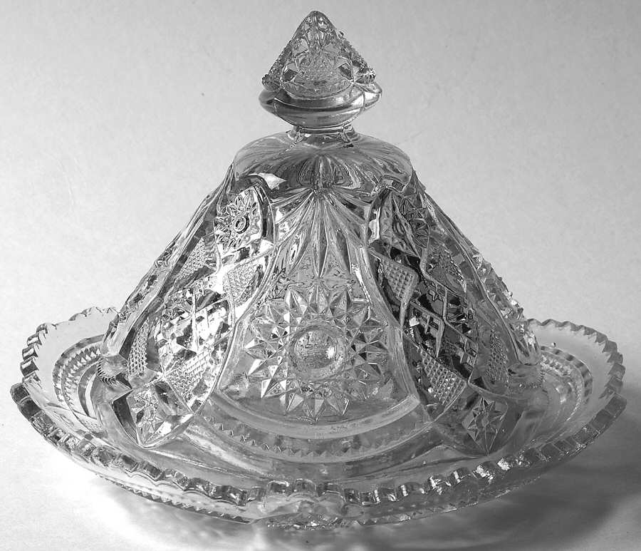 Fashion Clear Round Covered Butter by Imperial Glass-Ohio-1